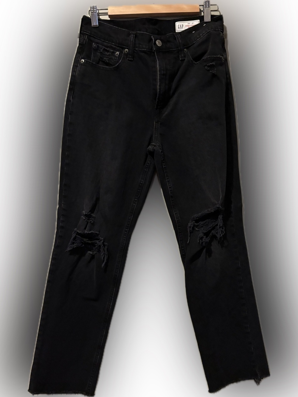 GAP Black Ripped cheeky straight High-Rise Jeans